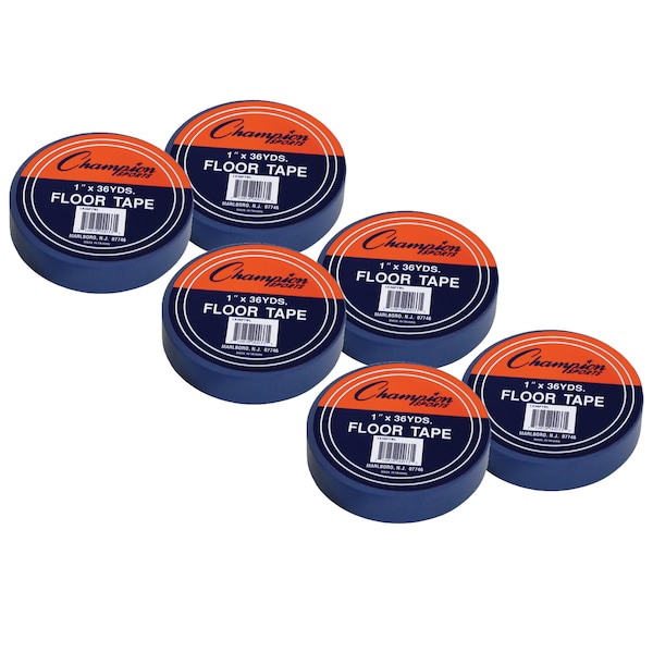Floor Marking Tape, Blue, 1in x 36 yards, PK6